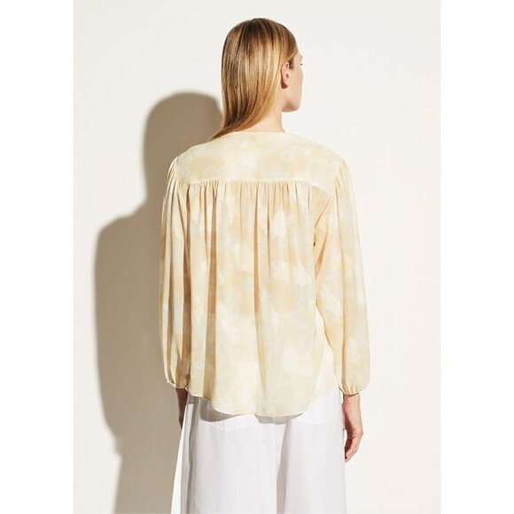 Vince Wheat Shirred Popover Top Yellow Womens Size XS - Picture 4 of 13